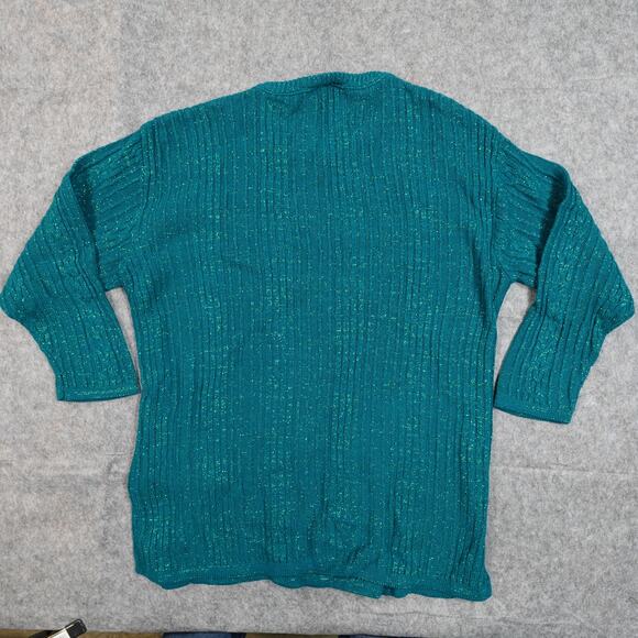 Vintage Diane von Furstenberg Sweater Womens M/L Color Authority Green Metallic - Picture 4 of 8
